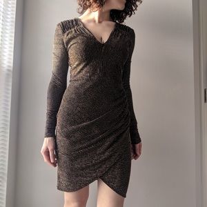 Black and Gold Bodycon Cocktail Dress